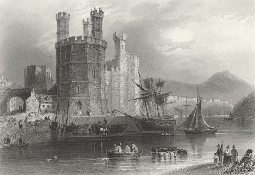 CAERNARFON. Eagle Tower, Castle. Bartlett Gastineau 1850 old antique print